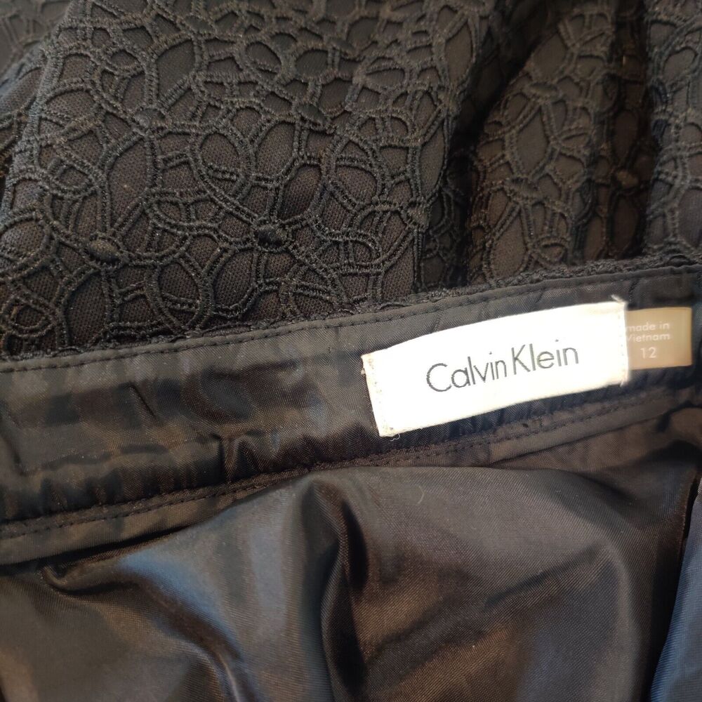 Calvin Klein Black Textured A-Line Skirt - Picture 9 of 10